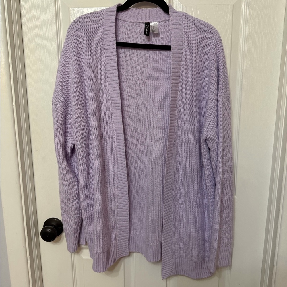 H&M divided‎ ribbed open cardigan sweater purple lilac size